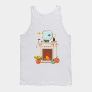 Fireplace decorated for Autumn holiday Tank Top